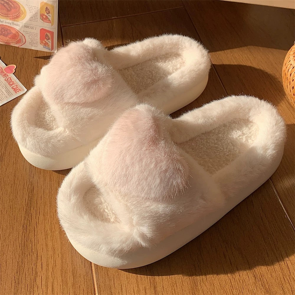 Heart Plush Slippers – Cozy Up in Sweetness