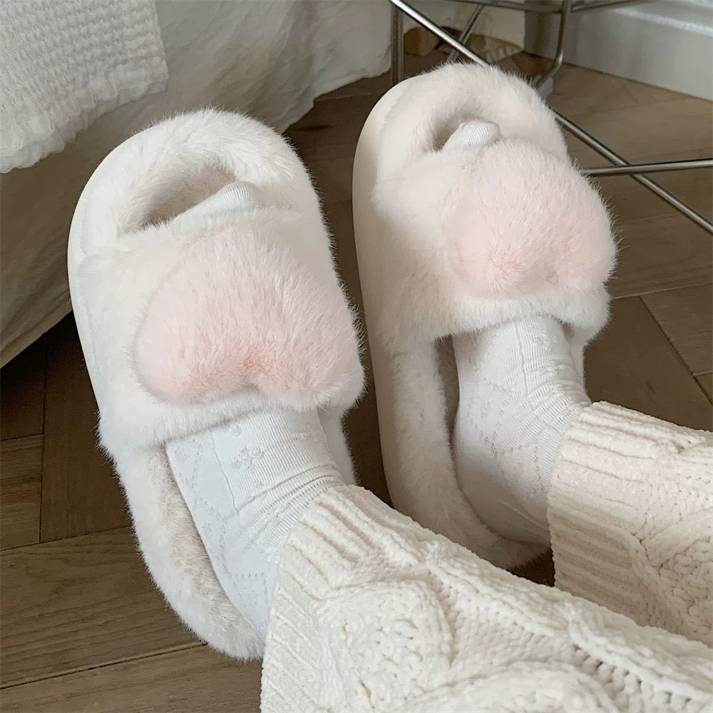 Heart Plush Slippers – Cozy Up in Sweetness