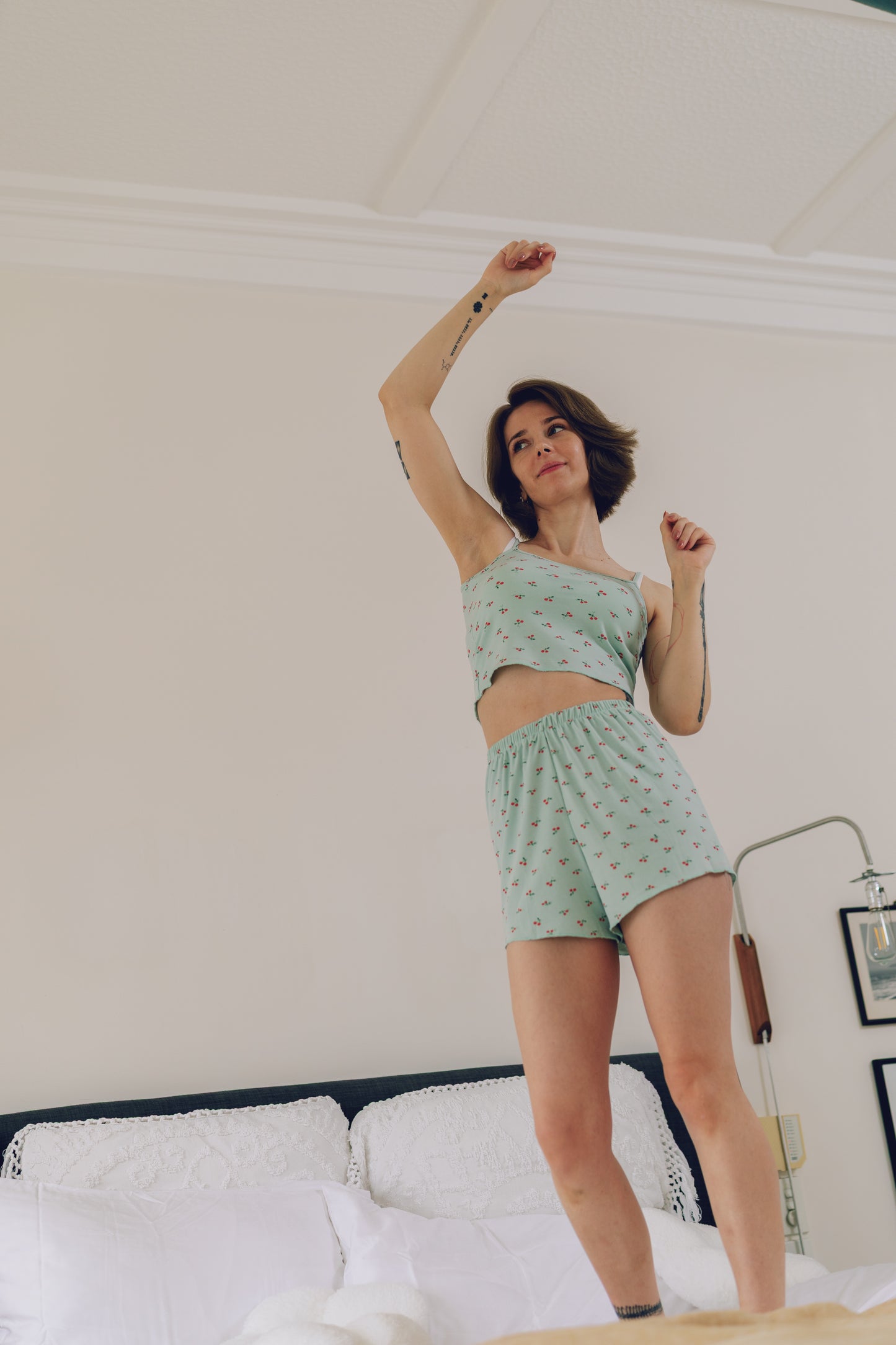 Cherry Pop Cotton Cami Set – Mint Green