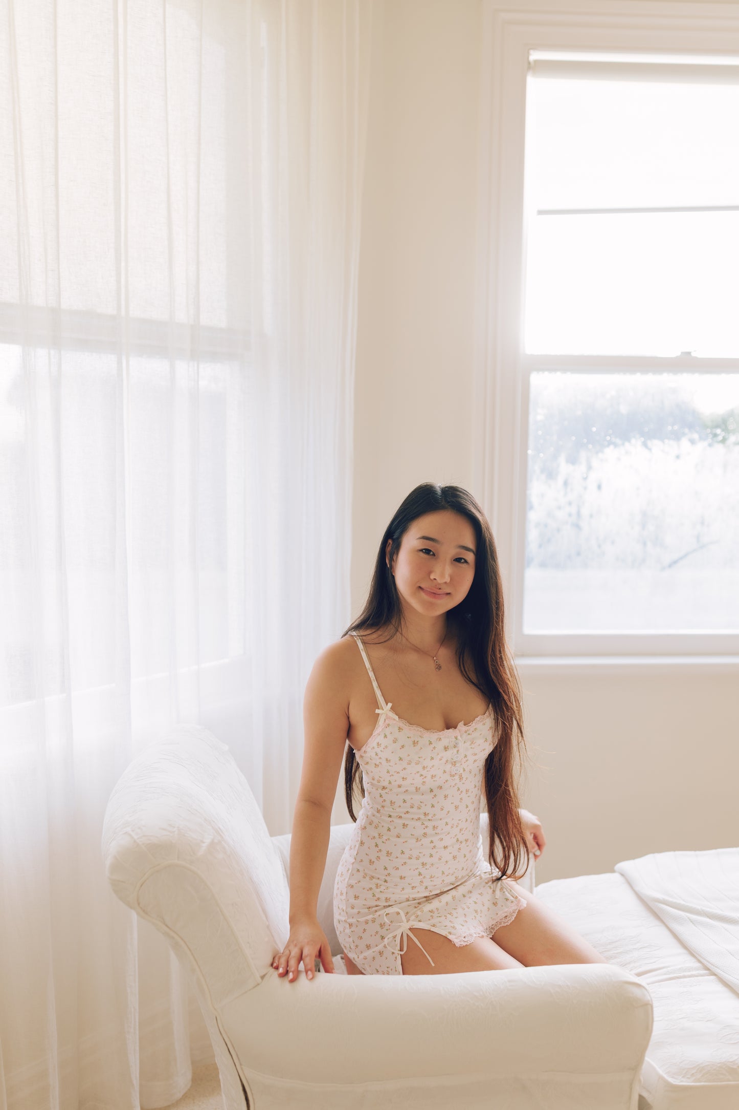 Rosebud Lace-Trim Nightdress