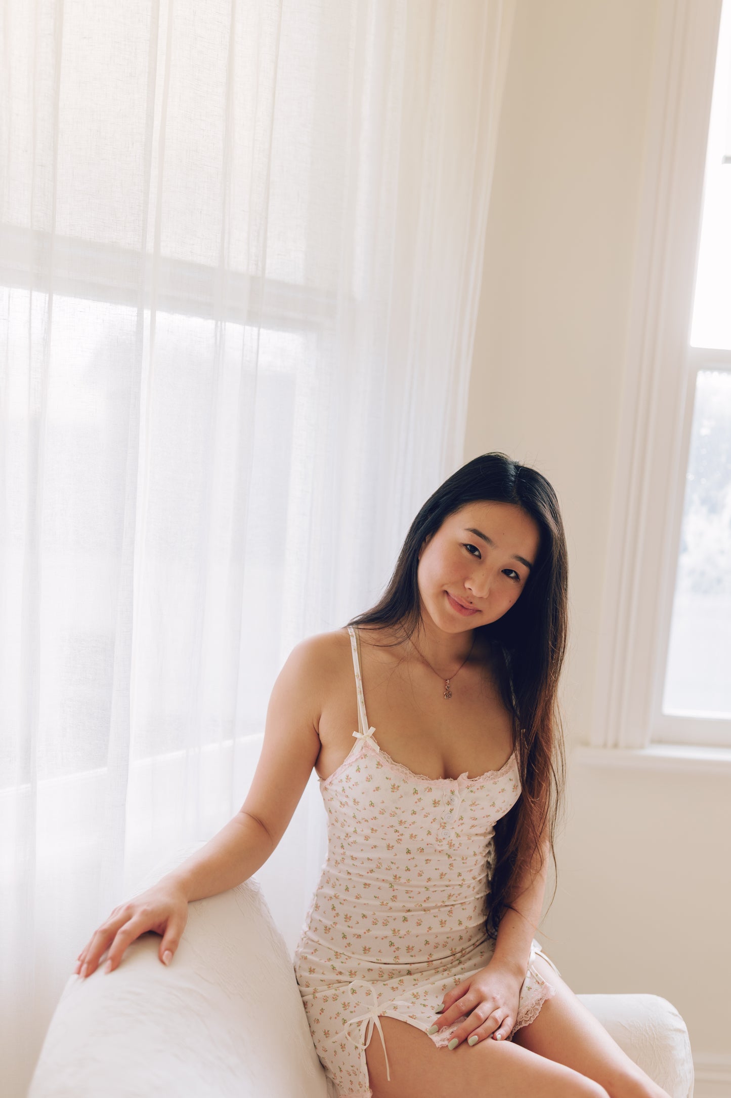 Rosebud Lace-Trim Nightdress