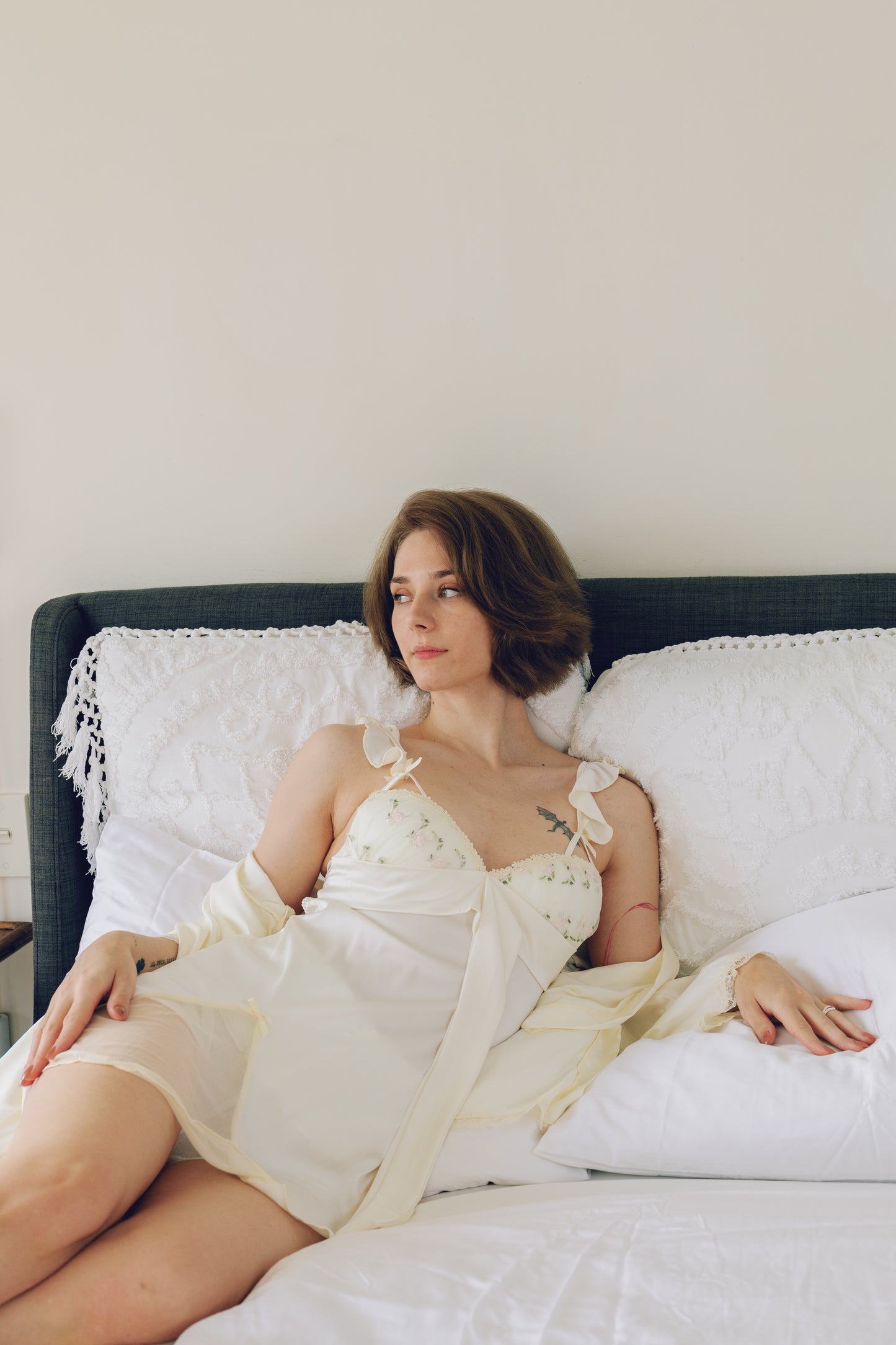 Rose Garden Sheer Lingerie Set – 2-Piece Embroidered Robe & Slip