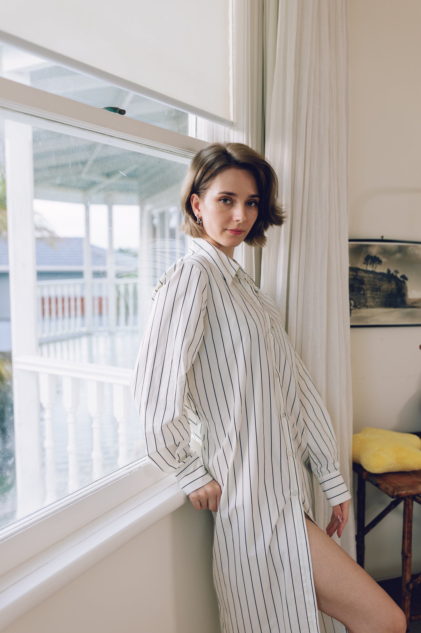 Weekend Stripe Shirt Dress – Relaxed Lounge Fit