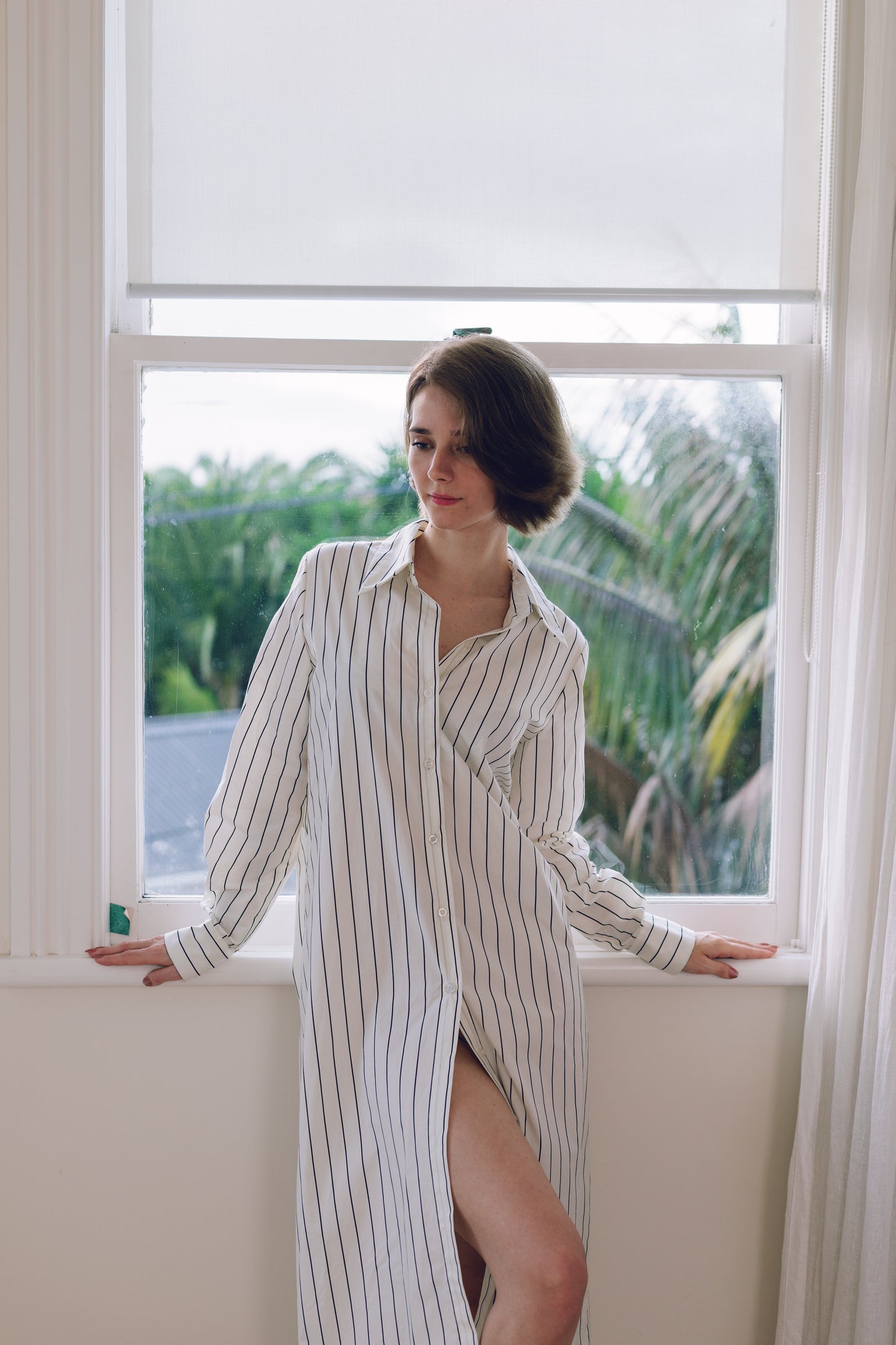 Weekend Stripe Shirt Dress – Relaxed Lounge Fit
