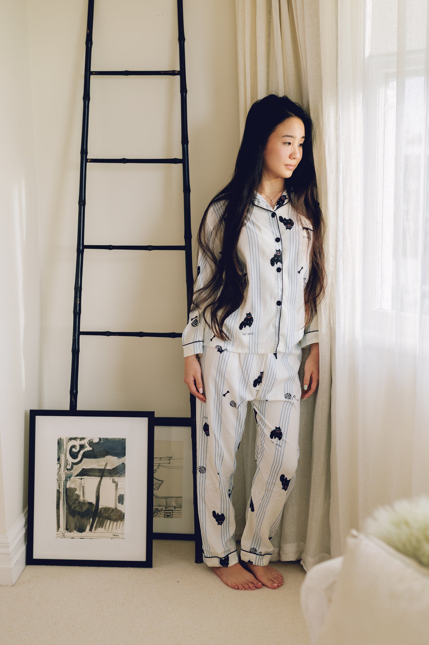 Get Kitty Striped Pajama Set