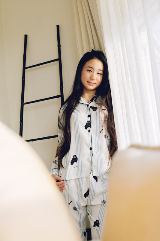 Get Kitty Striped Pajama Set