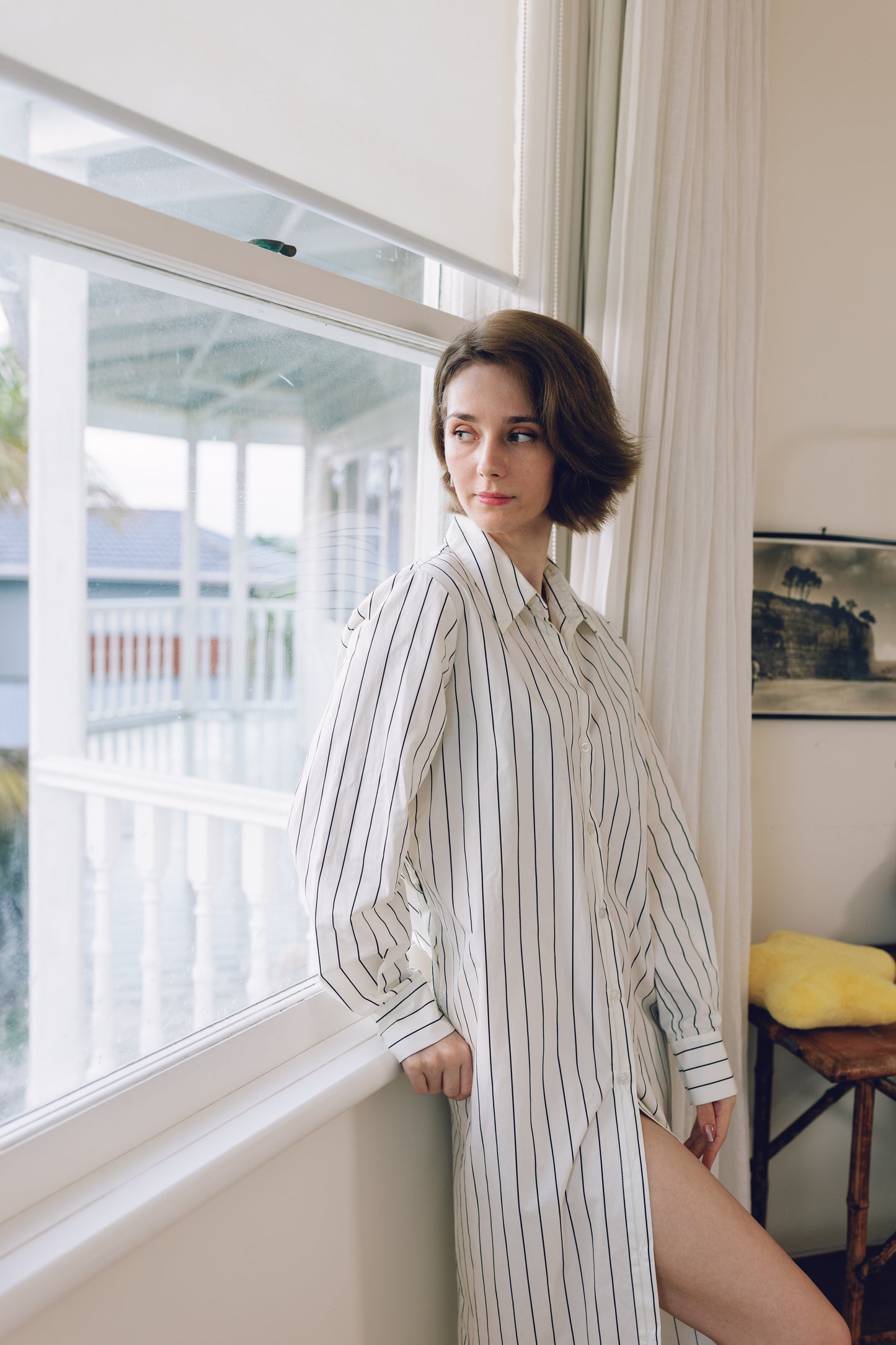 Weekend Stripe Shirt Dress – Relaxed Lounge Fit