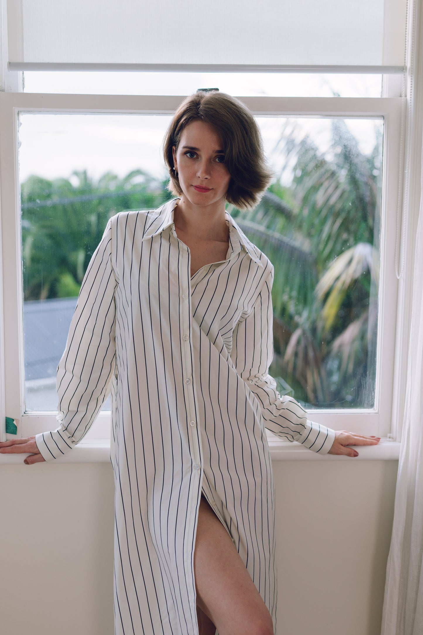 Weekend Stripe Shirt Dress – Relaxed Lounge Fit